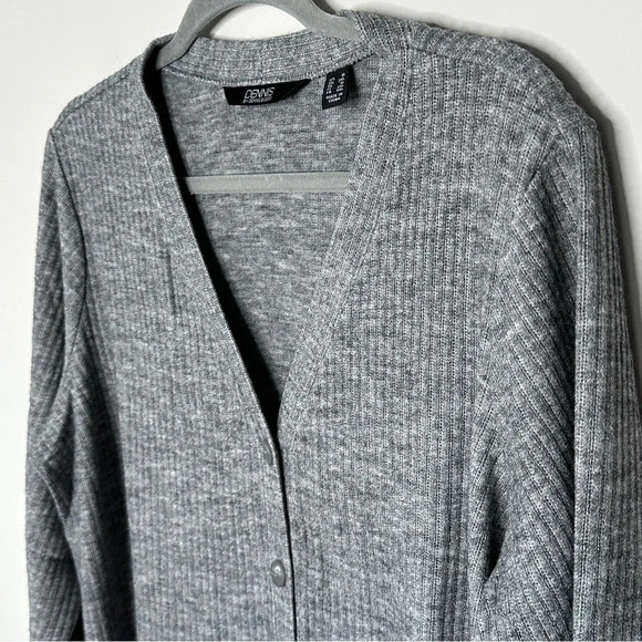Dennis by Dennis Basso Ribbed Longline Gray Cardigan  1X Minimalistic Neutral - Picture 7 of 13
